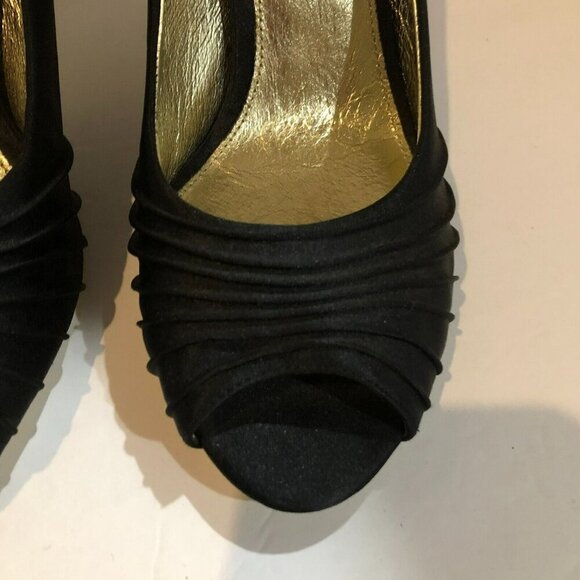 Adrianna Papell Womens Size 6 M Black Gold Farrel Peep Toe Dress Pump Heels - Picture 4 of 9